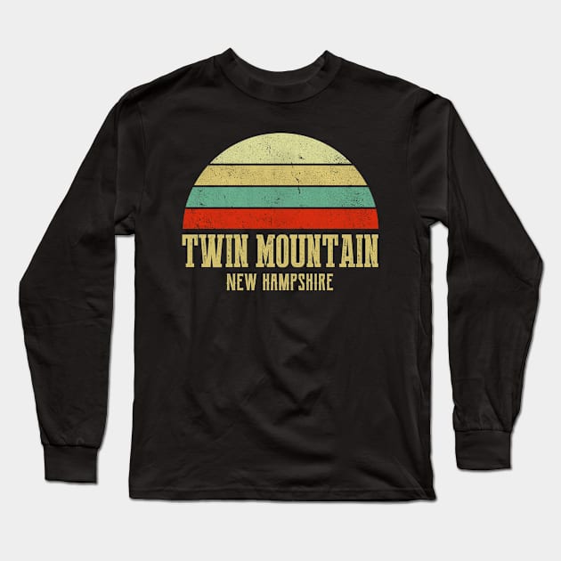 TWIN-MOUNTAIN NEW HAMPSHIRE Vintage Retro Sunset Long Sleeve T-Shirt by LIPTIN